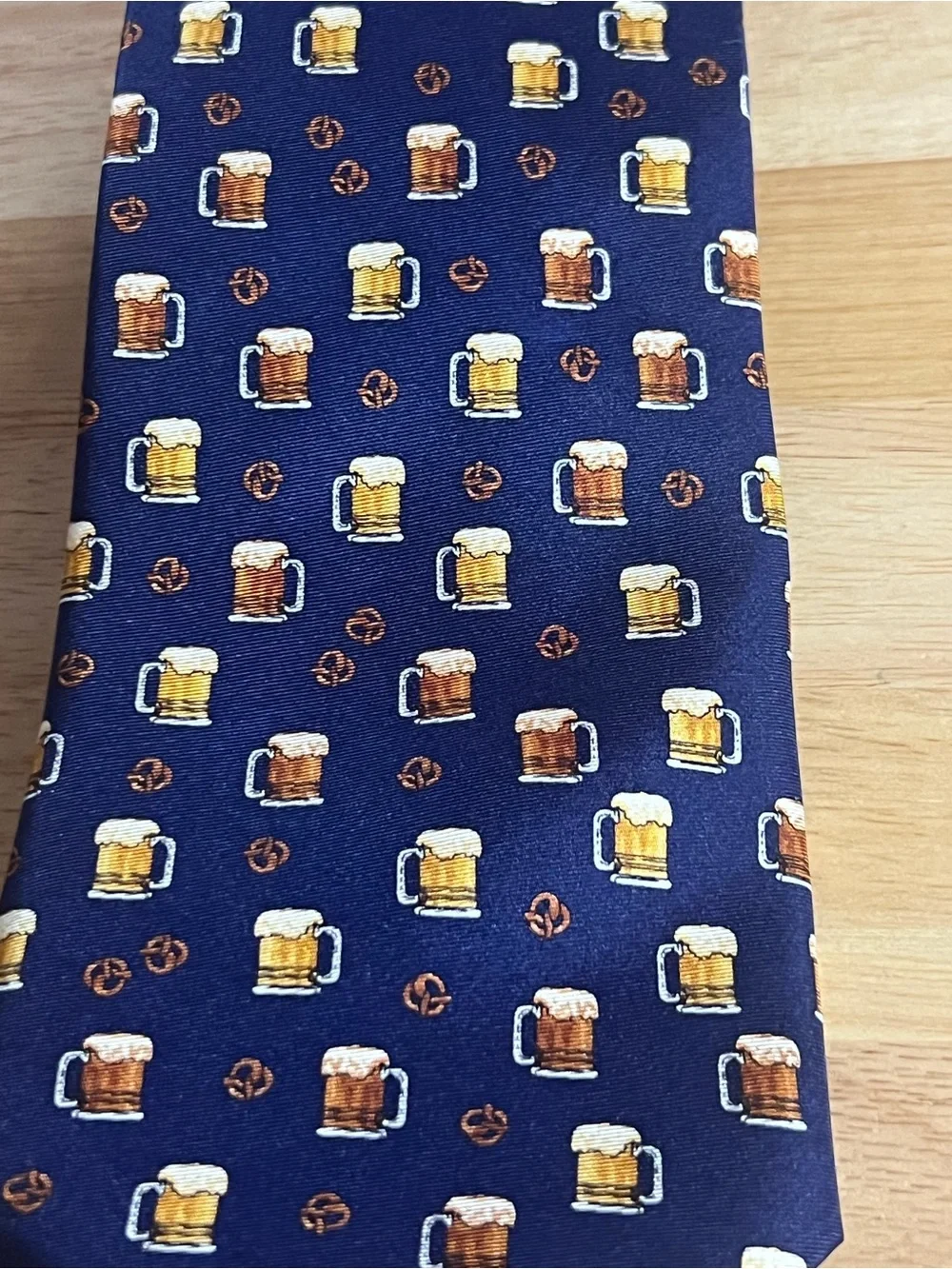Navy Men’s Tie with Beer Mug Pattern